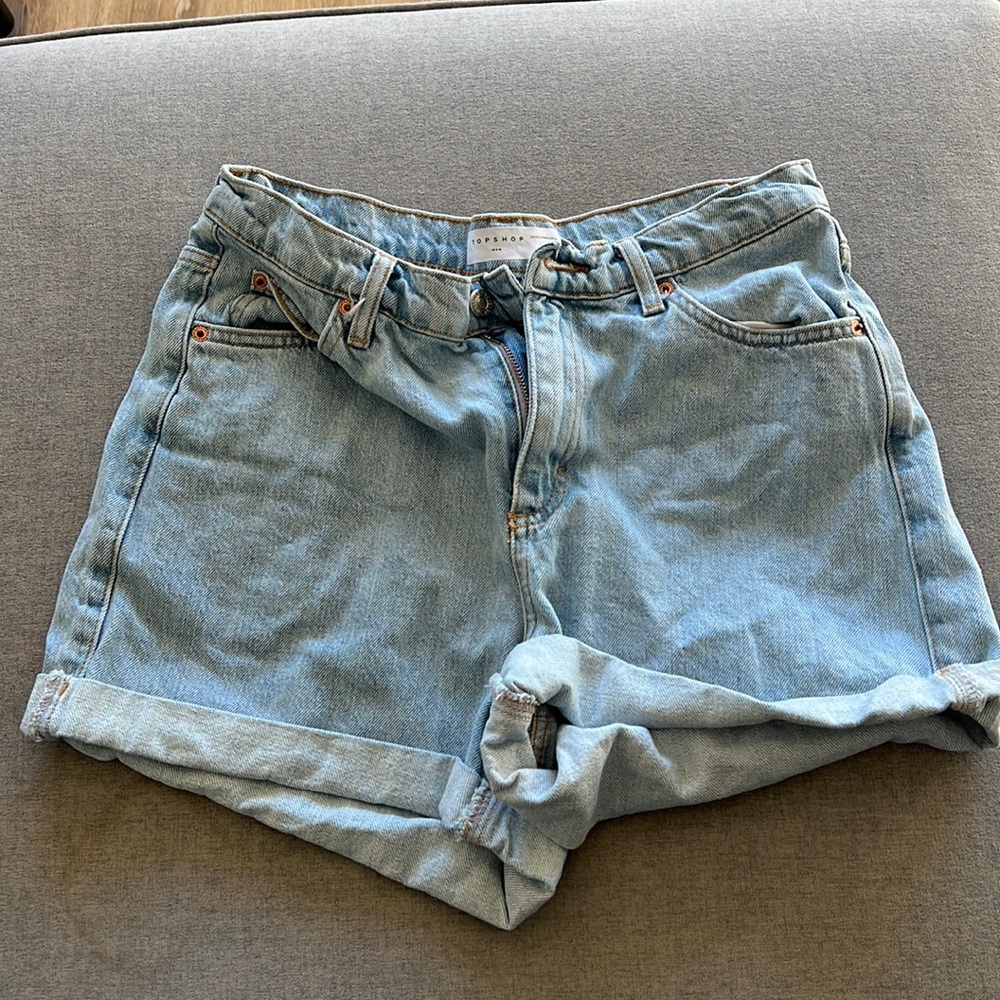 Top shop 100% Cotton High Rise Mom Jean Shorts